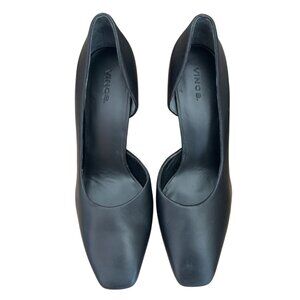 VINCE Tiana‎ Square Toe Leather Pumps Black Size 8.5